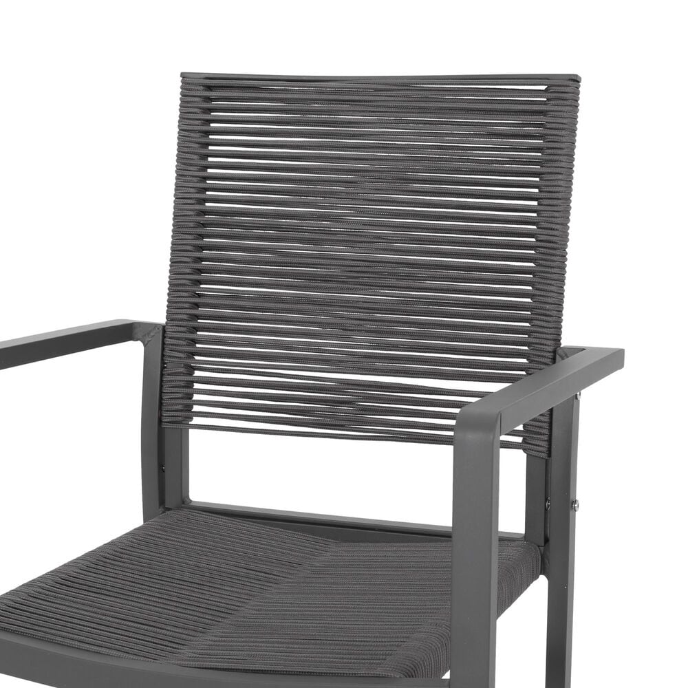 Hearth and Haven Outdoor Modern Aluminum Dining Chair with Dark Gray Rope Weave Seat in Gray &#40;Set of 2&#41;, , large
