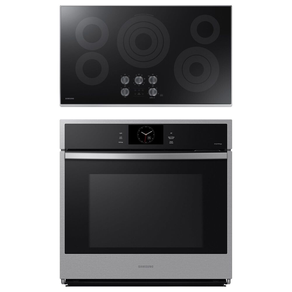 Samsung 2-Piece Kitchen Package with 30" Single Electric Smart Wall Oven and Cooktop in Stainless Steel, , large