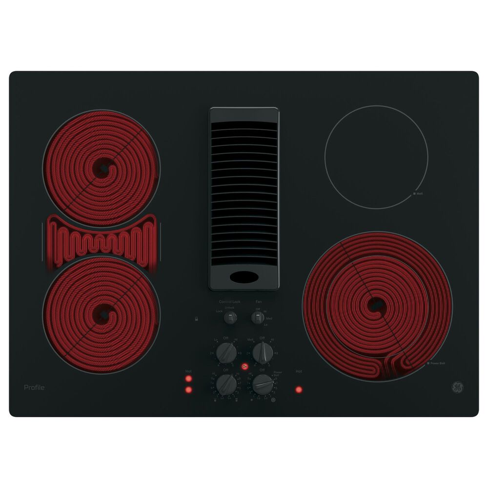 GE Profile 30&quot; Downdraft Electric Cooktop in Black, , large
