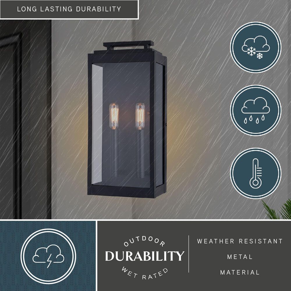 Vaxcel Hampton 2-Light Outdoor Wall Mount in Textured Black, , large