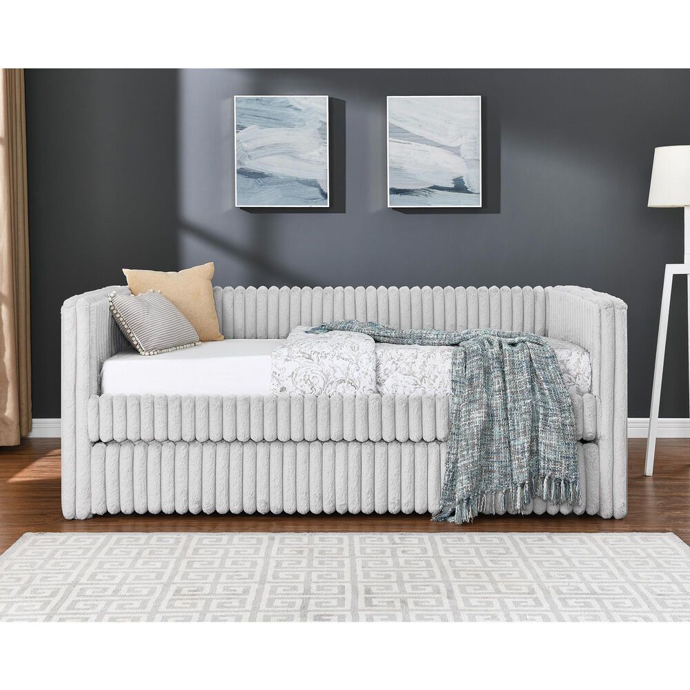 Crown Mark Hailey Daybed with Trundle in Light Grey, , large