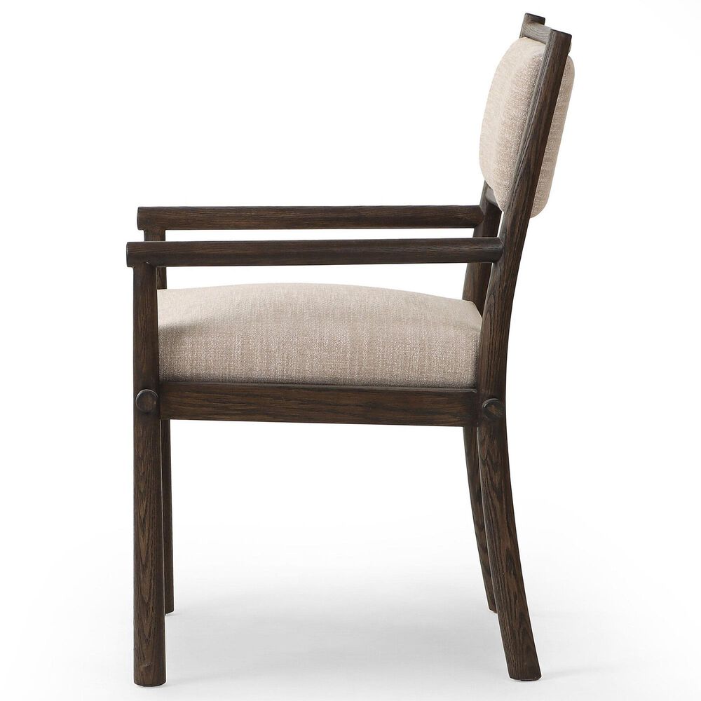 Four Hands Akiro Dining Arm Chair with Laken Stone Fabric in Warm Oak, , large