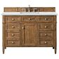 James Martin Vanities Brittany 48" Single Bathroom Vanity in Saddle Brown with 3 cm Ethereal Noctis Quartz Top and Rectangular Sink, , large