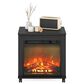 HOMLUX Electric Fireplace End Table with Wheels in Americano, , large
