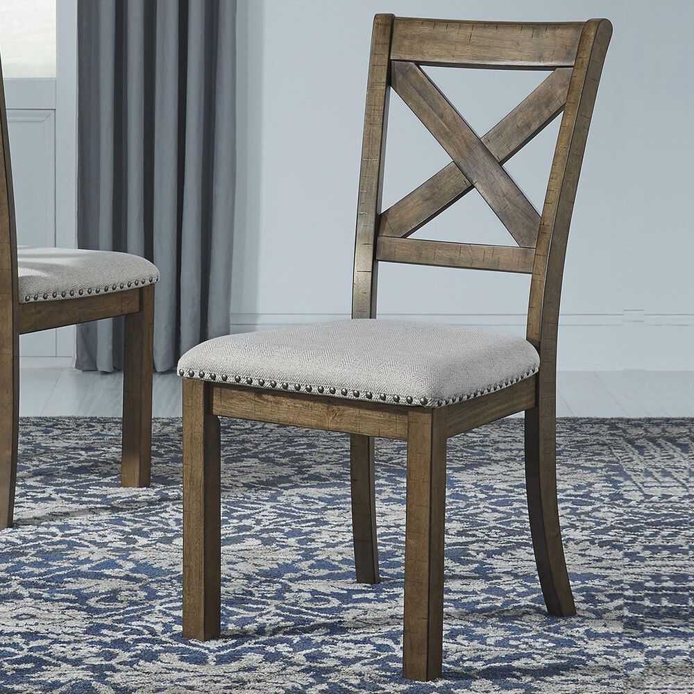 Ashley Moriville Dining Chair with Beige Cushion in Grayish Brown, , large