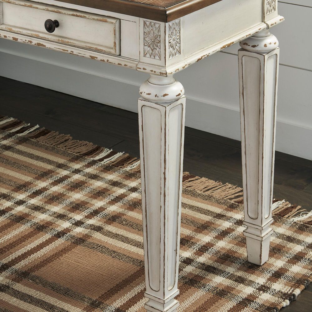 Ashley Realyn 3-Drawer Home Office Desk in White and Brown, , large