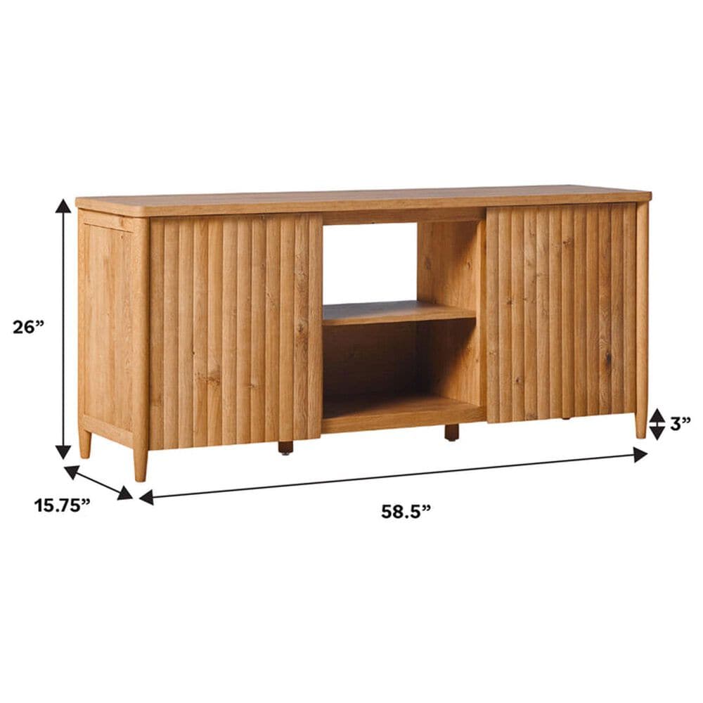 Walker Edison Flynn Scandinavian 58&quot; TV Stand in Coastal Oak, , large