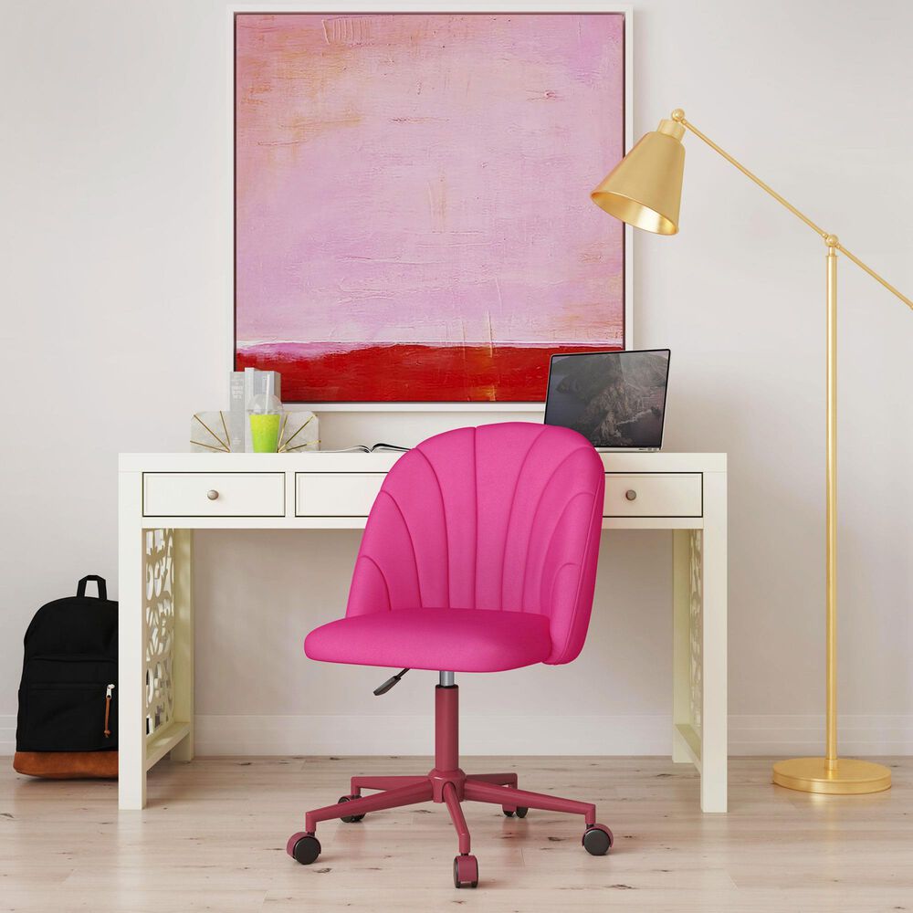 Linon Home Decor Adalynn Swivel Desk Chair with Hot Pink Cushion in Pink, , large