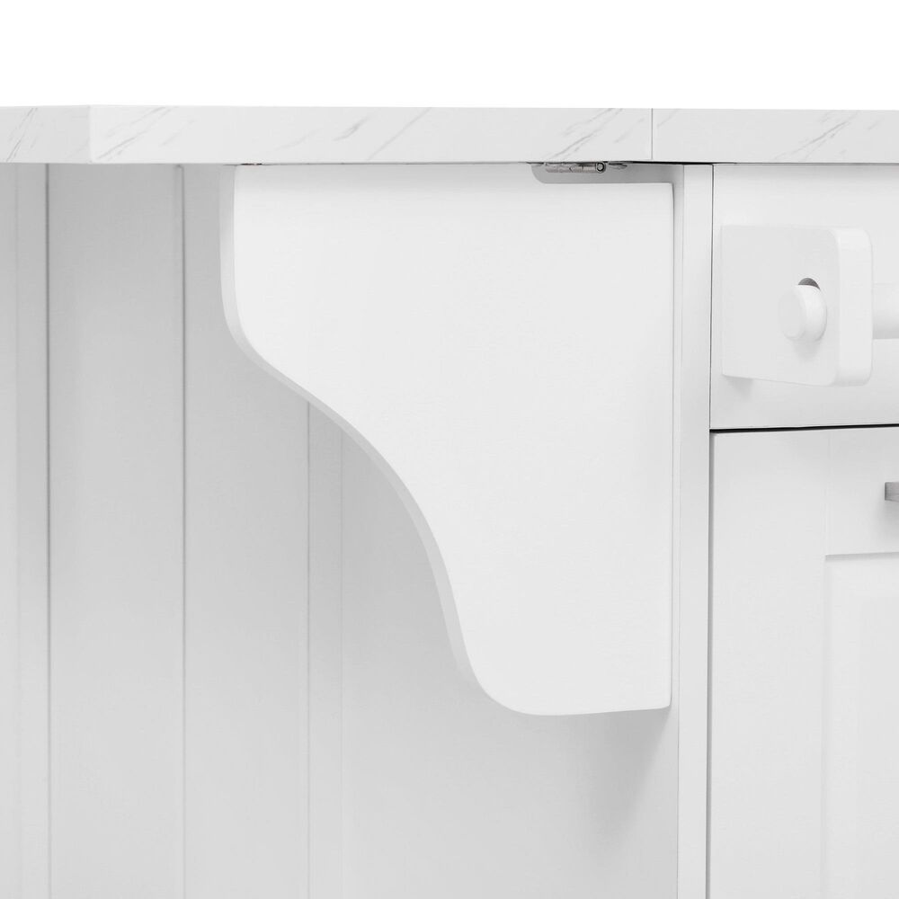 HOMLUX 51" Kitchen Island with Tilt Trash Can Cabinet in White, , large