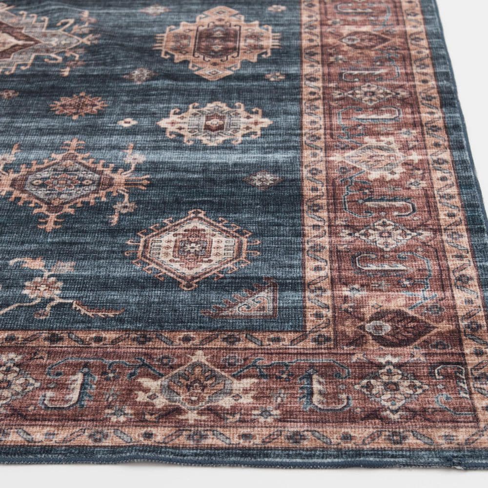 Central Oriental Rugease Raquel 5' x 7' Aerugo and Rust Area Rug, , large