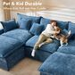 HOMLUX 107.87" Ultra-Comfort Chenille Sectional Sofa Set in Blue, , large