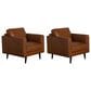 Natuzzi Editions Destrezza Leather Arm Chair in Brandy (Set of 2), , large