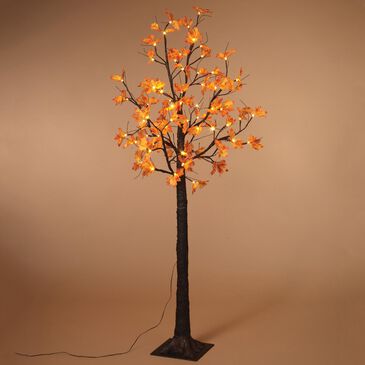 The Gerson Company 6" Maple Leaf Tree with 72 LED White Lights in Orange, , large
