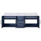 Lexora Home Geneva 60" Double Bathroom Vanity in Navy Blue with 2 cm White Carrara Marble Top and Rectangular Sinks, , large
