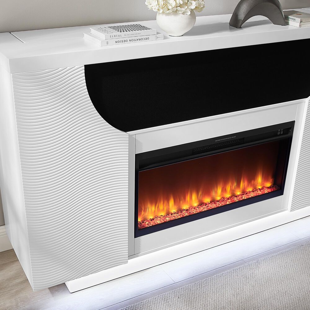 Global Furniture USA Aveena 76-Inch Fireplace in White, , large