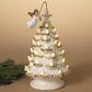 The Gerson Company 12" Electric Lighted Ceramic Holiday Christmas Tree in White, , large