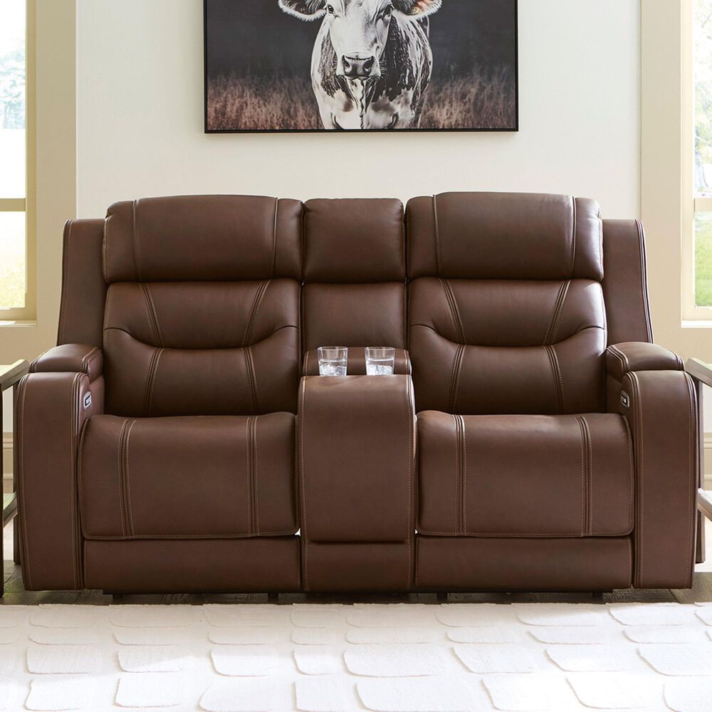 Ashley Knightington Power Reclining Loveseat in Brown, , large