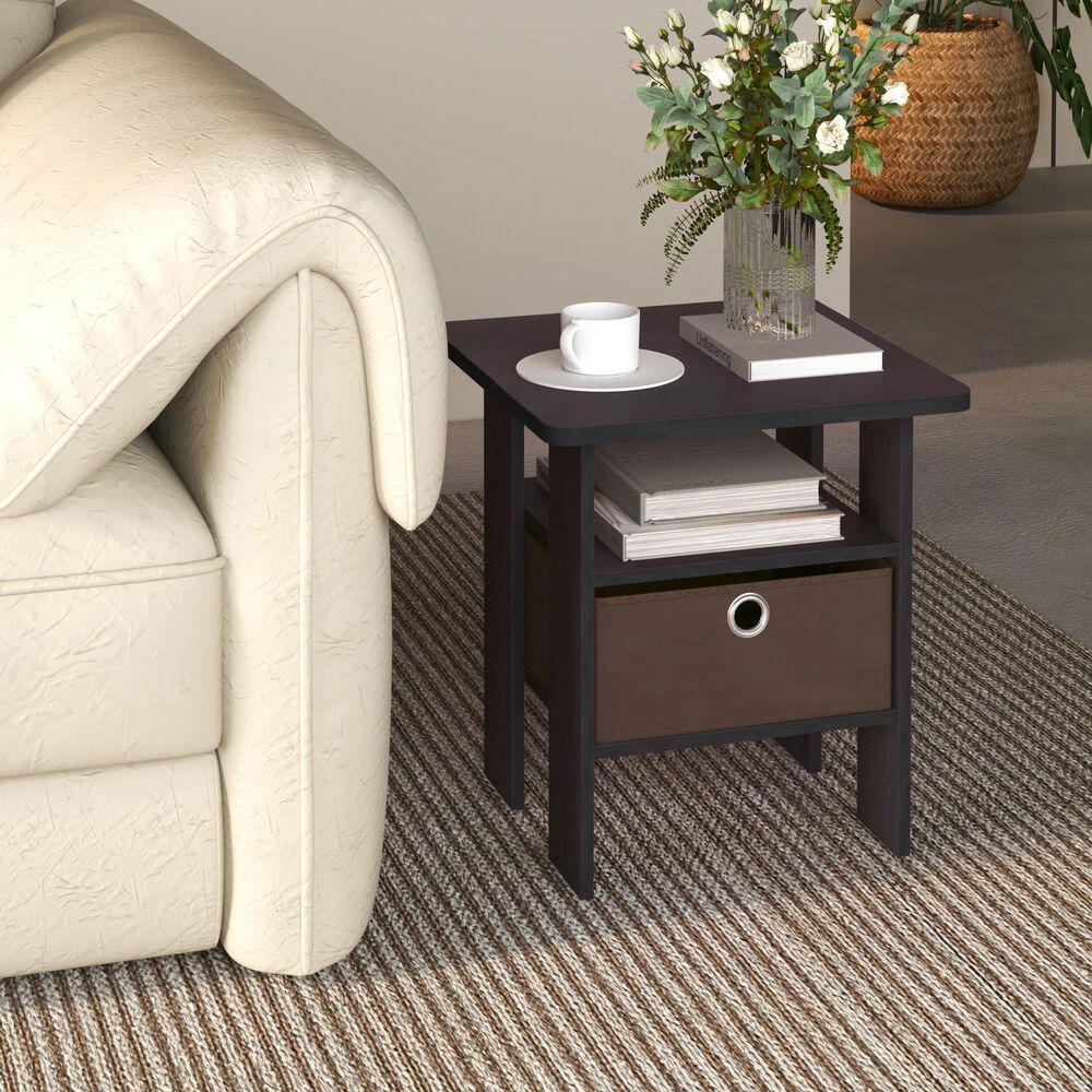 HOMLUX 1-Drawer End Table in Dark Walnut, , large