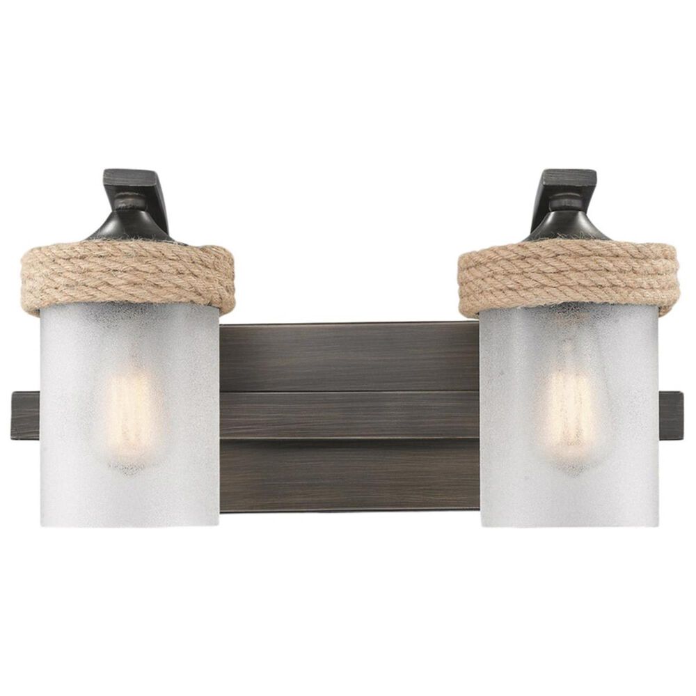 Golden Lighting Chatham 2-Light Bath Vanity in Gunmetal Bronze with Clear Sandblasted Glass, , large