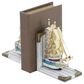 Maple and Jade Coastal Sail Boat Bookends in White Washed, Gold and Blue (Set of 2), , large