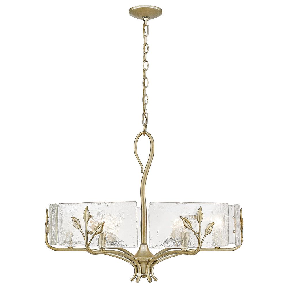 Golden Lighting Calla 6-Light Wide Chandelier with Hammered Water Glass Shade in White Gold, , large