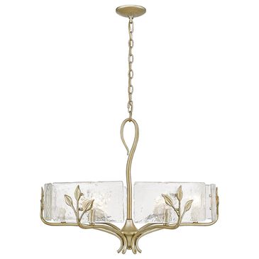 Golden Lighting Calla 6-Light Wide Chandelier with Hammered Water Glass Shade in White Gold, , large