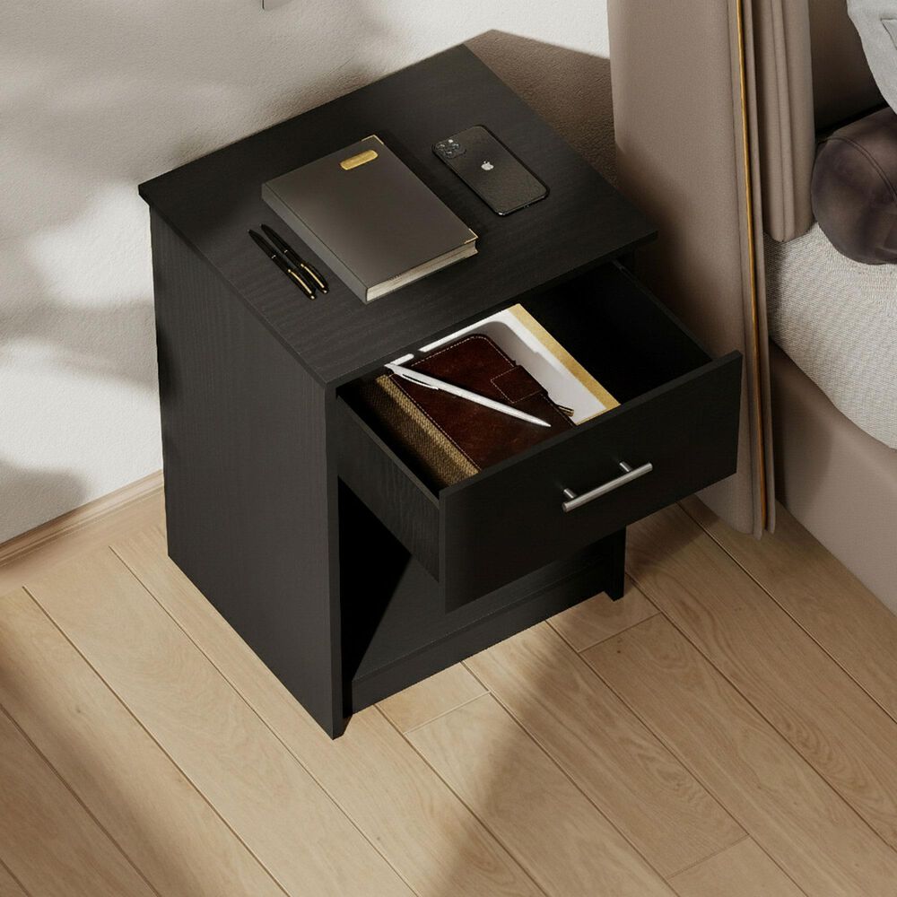 HOMLUX 1-Drawer Modern Nightstand with Bar Handle in Americano, , large