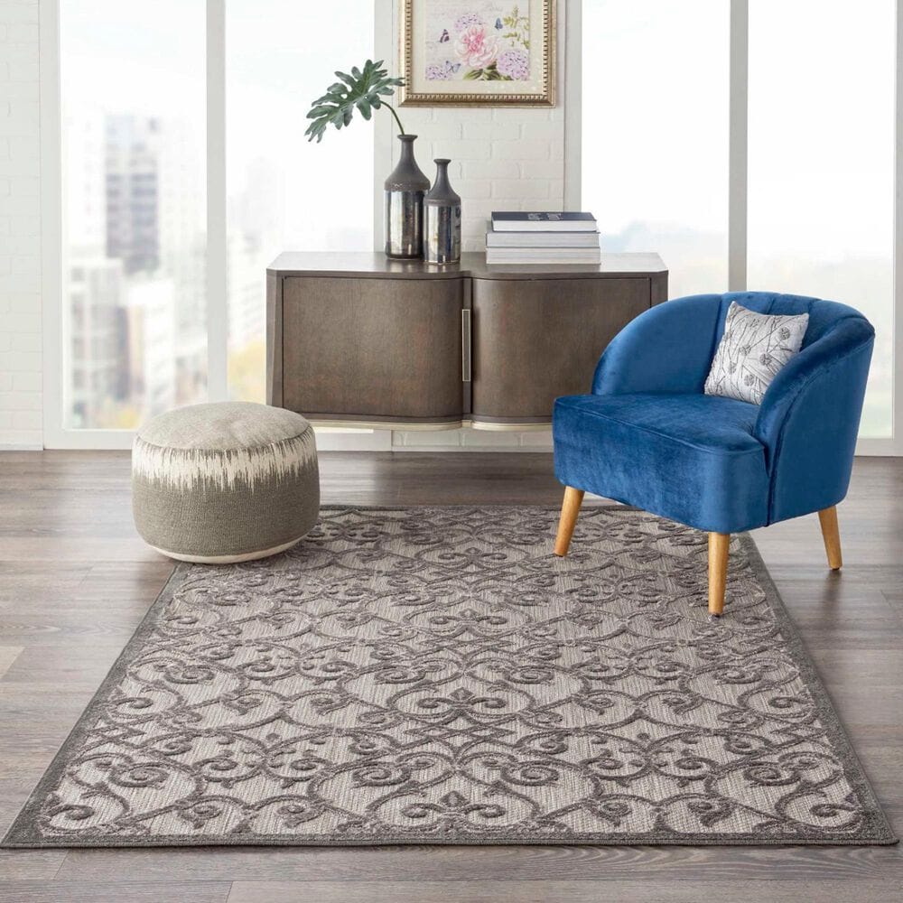 Nourison Aloha 3&#39;6&quot; x 5&#39;6&quot; Grey and Charcoal Indoor/Outdoor Area Rug, , large
