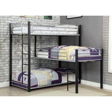 Furniture of America Hatch Twin Triple Bunk Bed in Sand Black and Silver, , large