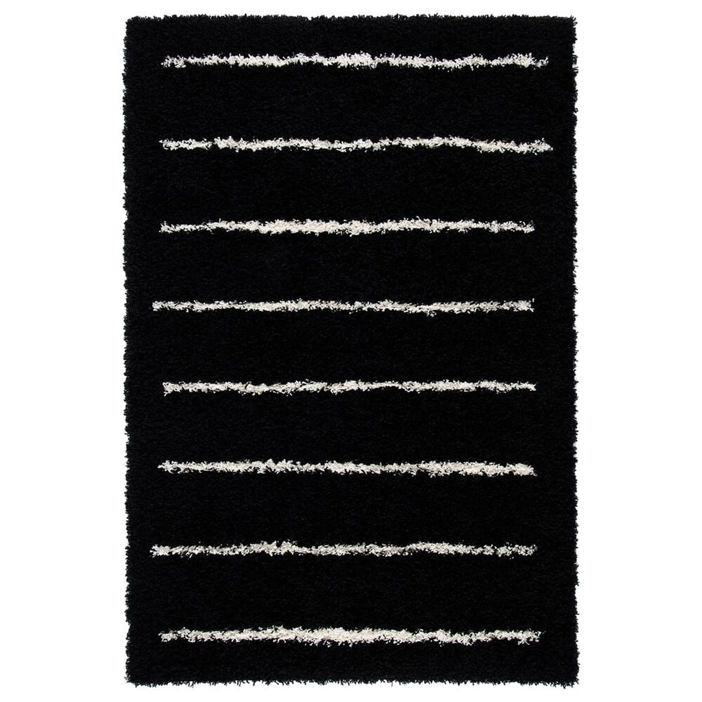 Safavieh Venus Shag VNS604Z 5"3" x 7"6" Black and Ivory Area Rug, , large