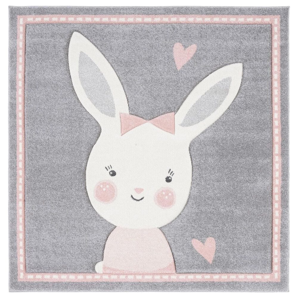 Safavieh Carousel CRK166 5"3" Square Grey and Ivory Kids  Area Rug, , large