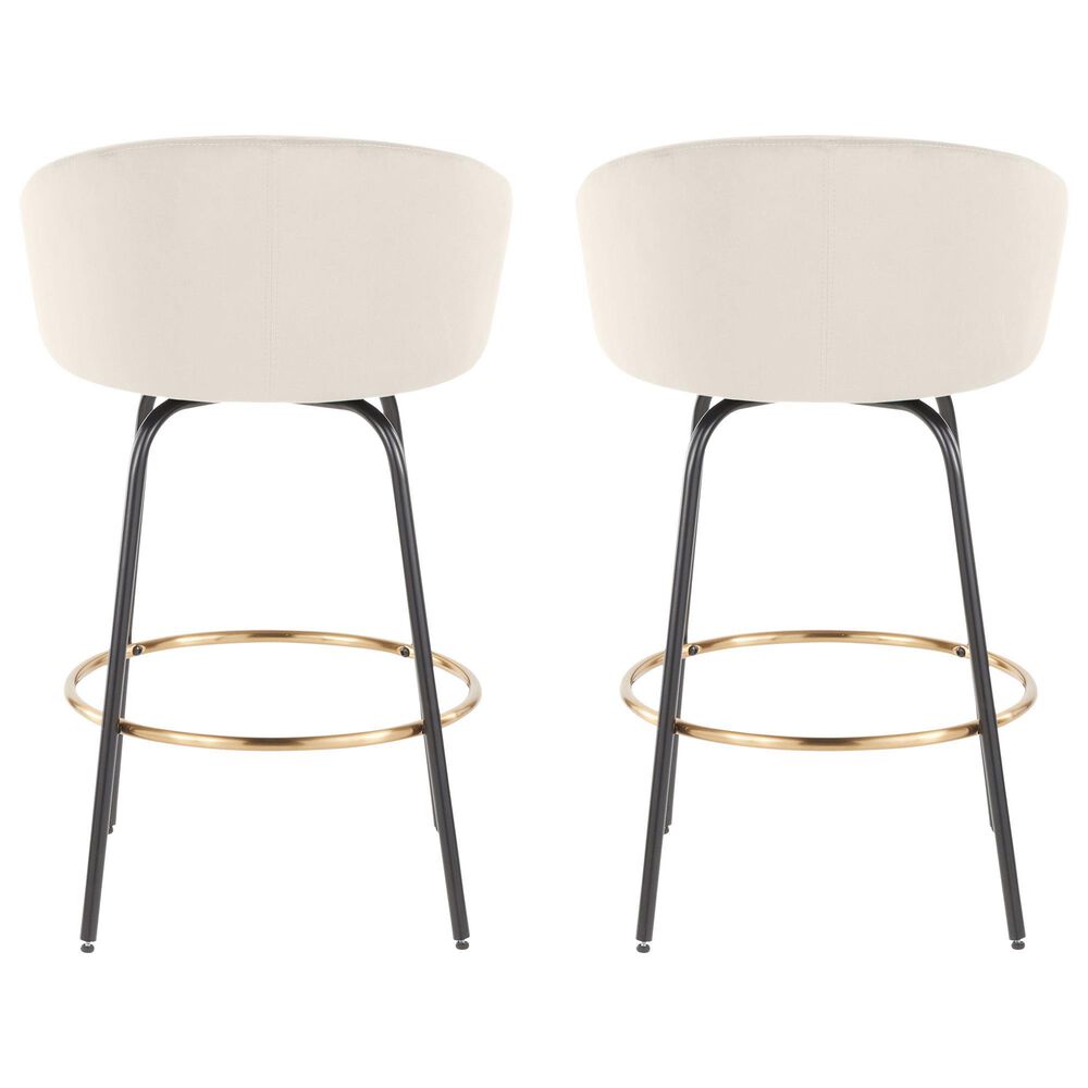 Lumisource Claire Swivel Counter Stool with Cream Cushion in Gold and Black &#40;Set of 2&#41;, , large