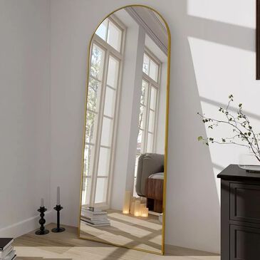 HOMLUX 64" x 21" Modern Full Length Bathroom Mirror in Gold, , large