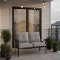 Hearth and Haven Outdoor Loveseat with Black Metal Frame in Gray, , large