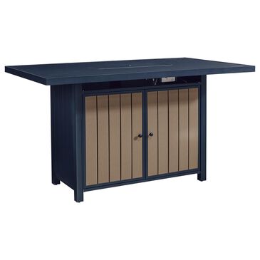 Ashley East Beach  Bar Table with Fire Pit in Navy Blue and Driftwood, , large