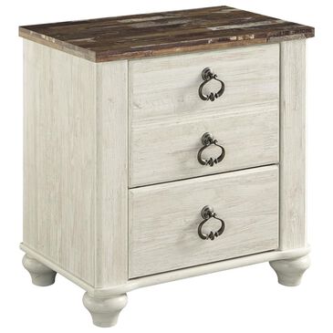 Signature Design by Ashley Willowton 2 Drawer Nightstand in White Washed, , large