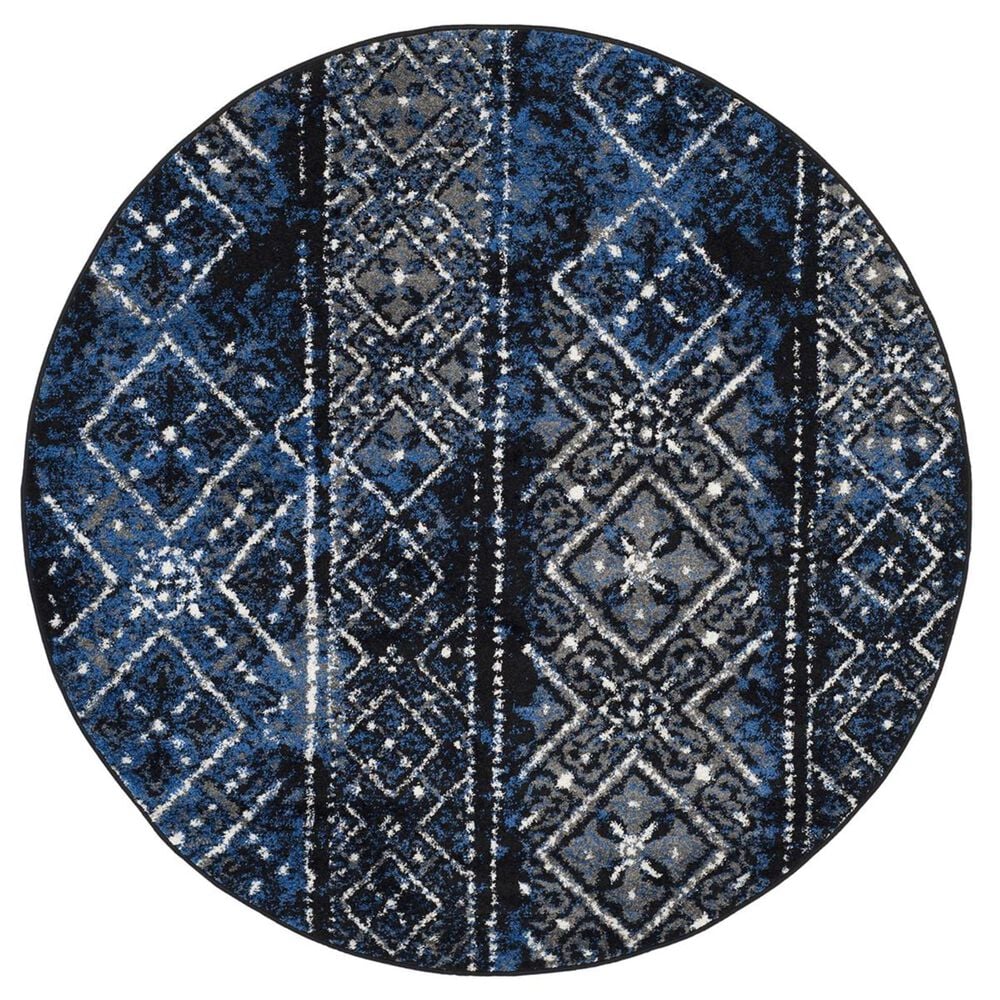 Safavieh Adirondack ADR111A-6R 6" x 6" Silver/Black Round Rug, , large