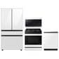 Samsung 4-Piece Kitchen Package with 29 Cu. Ft. 4-Door French Door Refrigerator and 6.0 Cu. Ft. Smart Slide-In Gas Range in White Glass, , large