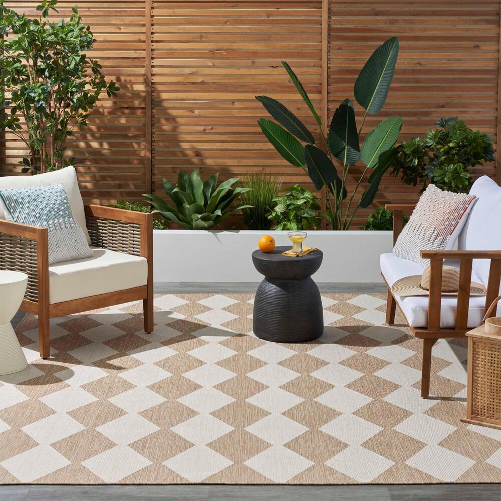 Nourison Positano Geometric Jute 5&#39; x 7&#39; Indoor/Outdoor Area Rug, , large