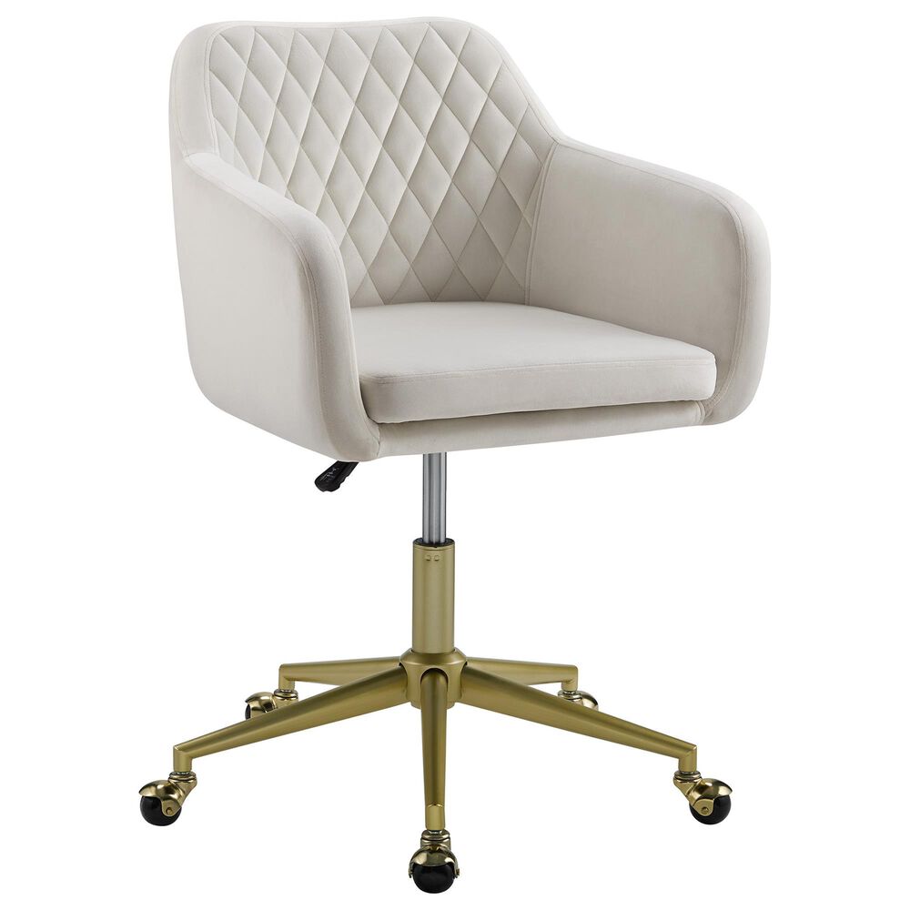 Linon Home Decor Imogen Quilted Office Chair with Off White Cushion in Gold, , large