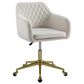Linon Home Decor Imogen Quilted Office Chair with Off White Cushion in Gold, , large