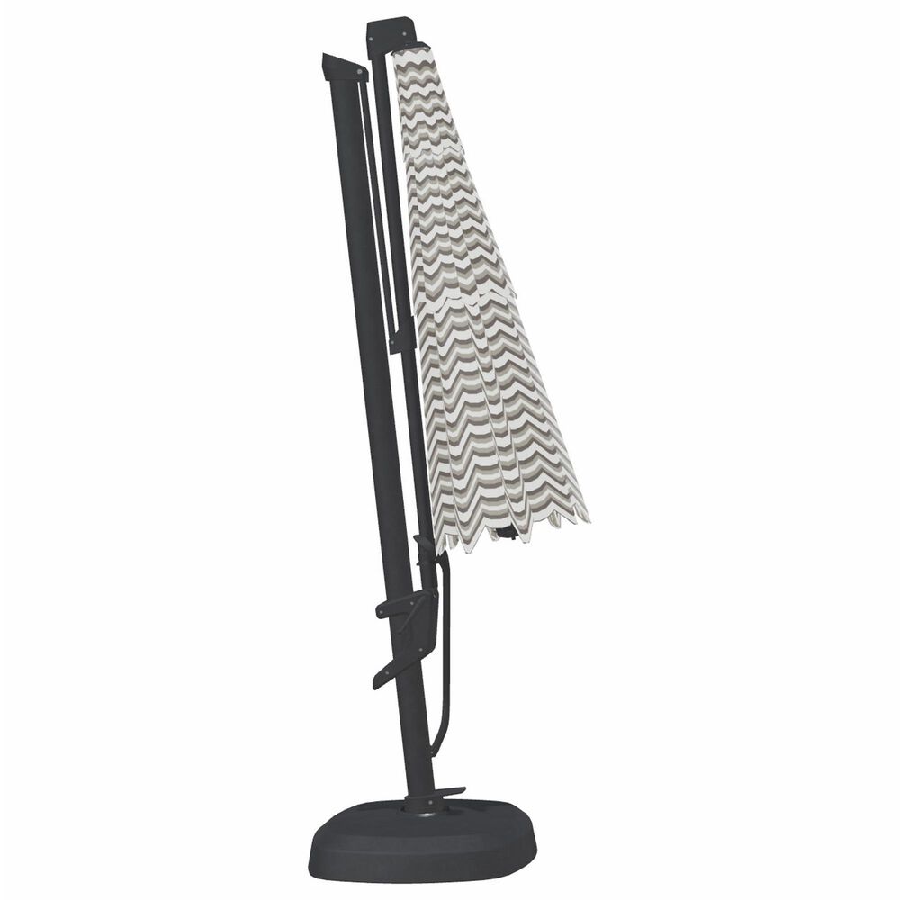 Garden Party Starlux AKZ Plus 11" Octagon Cantilever Umbrella with Black Base in Richmond Stone Stripe, , large