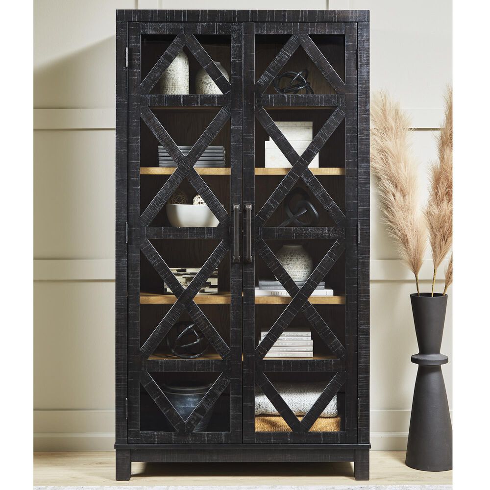 Ashley Christop Accent Cabinet in Black and Natural Brown, , large