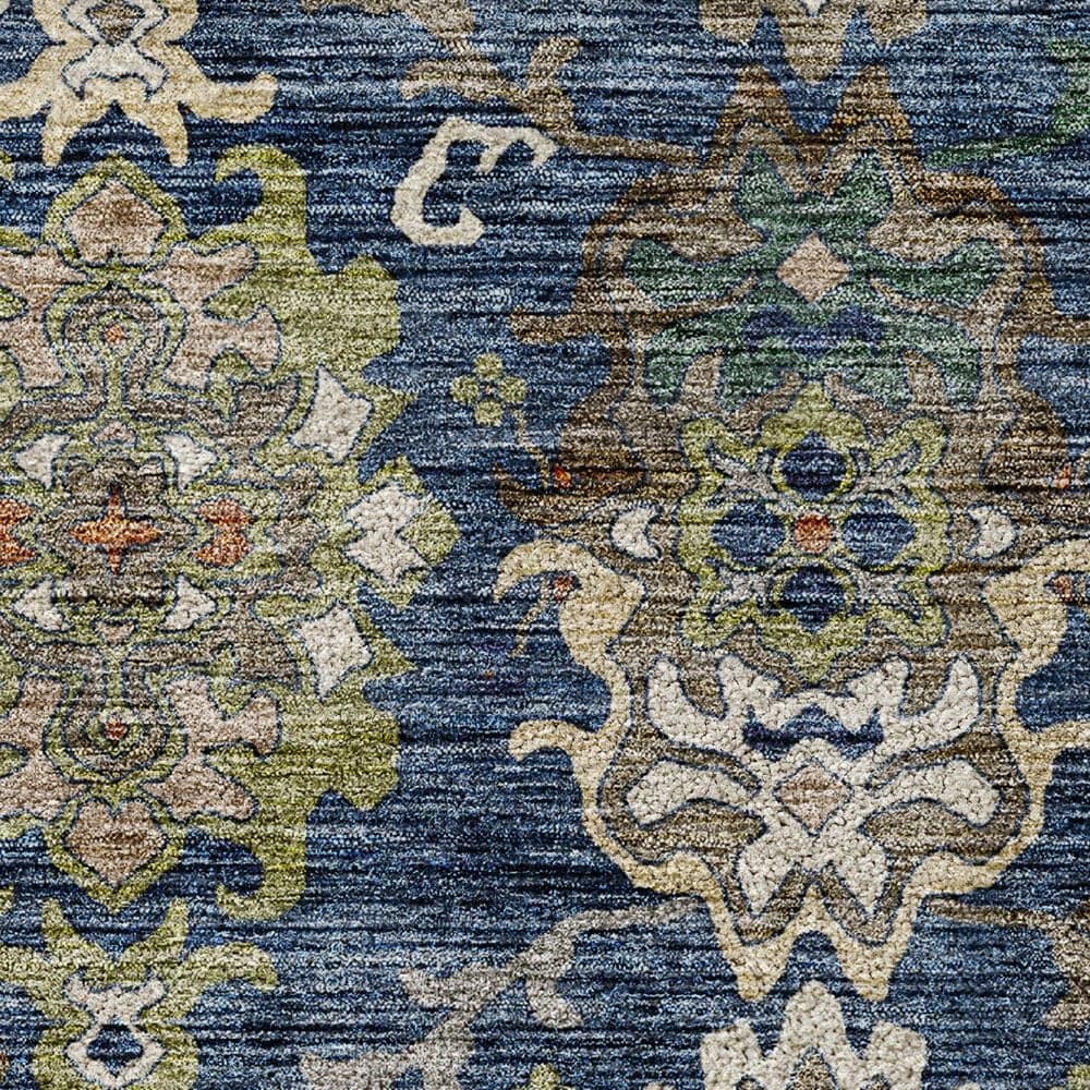 Dalyn Rug Company Silk Road Navy, Gold, Copper, Blue, Teal, Mocha and Fern 6&#39;6&quot; x 9&#39;6&quot; Area Rug, , large