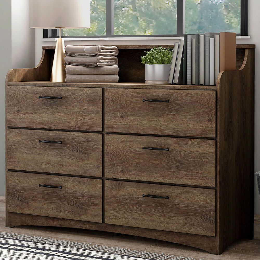 Furniture of America Kingsley 6-Drawer Dresser in Distressed Walnut, , large