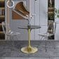 Leisuremod LeisureMod Verve Collection 27 Round Dining Table, Brushed Gold Base with Sintered Stone Black Top, , large