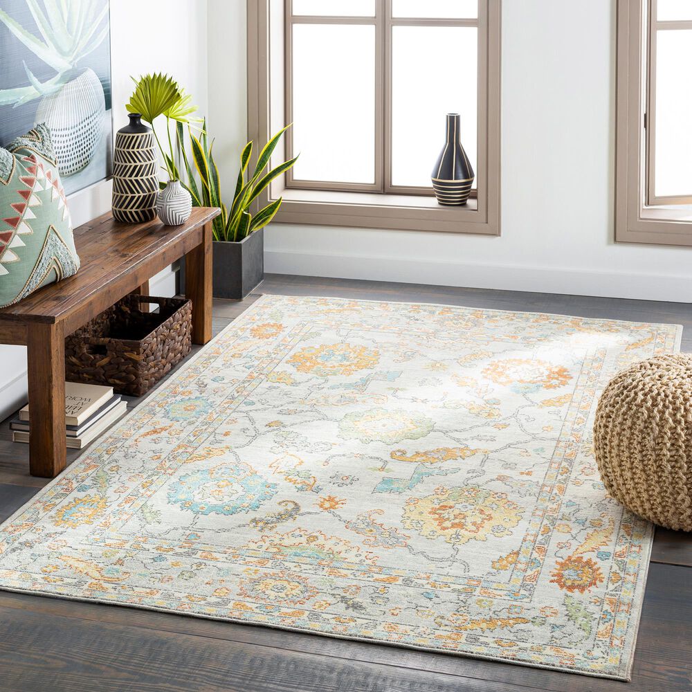 Surya Bodrum 6&#39; x 9&#39;11&quot; Ivory, Orange, Saffron, Gray, Camel and Blue Area Rug, , large