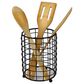 Home Basics Grid Cutlery Holder with Mesh Bottom in Black, , large