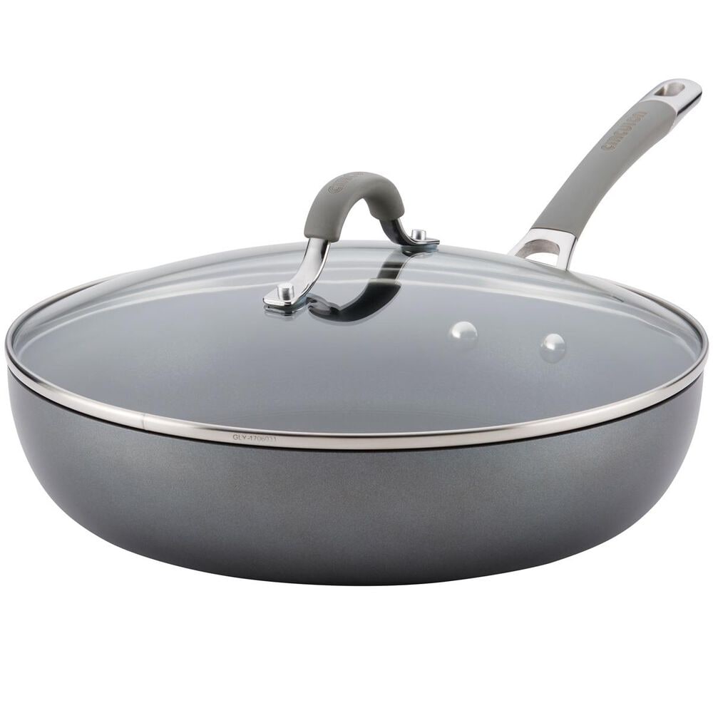 Circulon Cookware 12" Covered Deep Skillet in Oyster Gray , , large