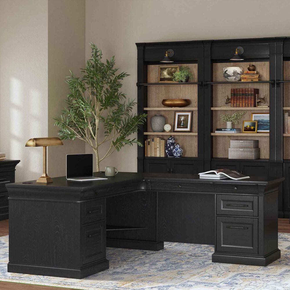 Wycliff Bay Willow Lane 68" L-Shaped Desk with Return in Ebony Black, , large